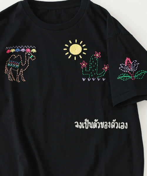 JOURNAL STANDARD relume(ジャーナルスタンダード レリューム)の「タイランド ハンドステッチ 刺繍 Tシャツ(Tシャツ/カットソー・メンズ・ホワイト/ブラック・LARGE/MEDIUM)」の12枚目の写真