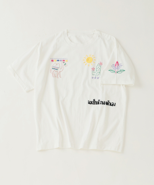 JOURNAL STANDARD relume(ジャーナルスタンダード レリューム)の「タイランド ハンドステッチ 刺繍 Tシャツ(Tシャツ/カットソー・メンズ・ホワイト/ブラック・LARGE/MEDIUM)」の14枚目の写真