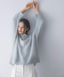モヘア混スパンコールシアーニット