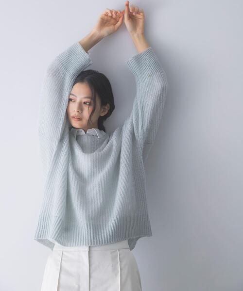 URBAN RESEARCH ROSSO WOMEN(アーバンリサーチ ロッソ)の「モヘア混スパンコールシアーニット(ニット/セーター・レディース・ミント/オフホワイト・FREE)」の1枚目の写真