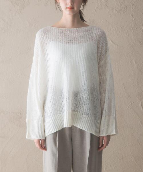 URBAN RESEARCH ROSSO WOMEN(アーバンリサーチ ロッソ)の「モヘア混スパンコールシアーニット(ニット/セーター・レディース・ミント/オフホワイト・FREE)」の10枚目の写真
