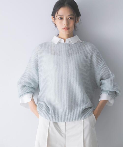URBAN RESEARCH ROSSO WOMEN(アーバンリサーチ ロッソ)の「モヘア混スパンコールシアーニット(ニット/セーター・レディース・ミント/オフホワイト・FREE)」の16枚目の写真