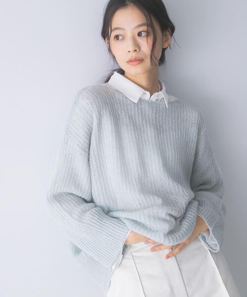 URBAN RESEARCH ROSSO WOMEN(アーバンリサーチ ロッソ)の「モヘア混スパンコールシアーニット(ニット/セーター・レディース・ミント/オフホワイト・FREE)」の17枚目の写真