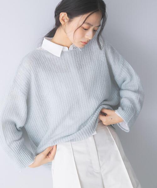 URBAN RESEARCH ROSSO WOMEN(アーバンリサーチ ロッソ)の「モヘア混スパンコールシアーニット(ニット/セーター・レディース・ミント/オフホワイト・FREE)」の18枚目の写真