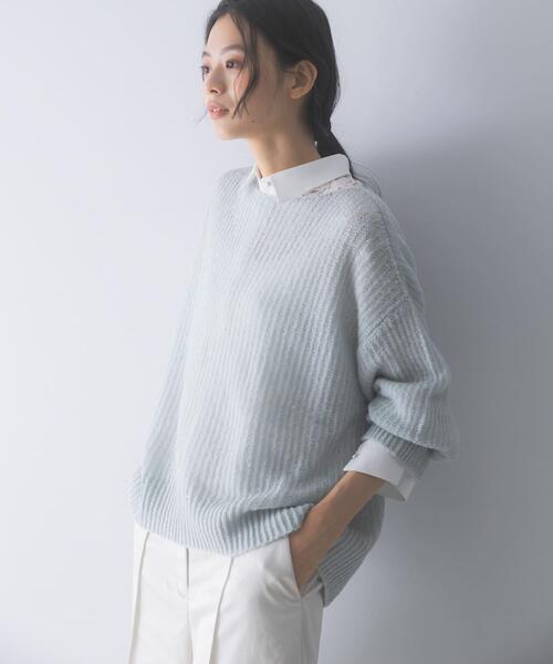 URBAN RESEARCH ROSSO WOMEN(アーバンリサーチ ロッソ)の「モヘア混スパンコールシアーニット(ニット/セーター・レディース・ミント/オフホワイト・FREE)」の19枚目の写真