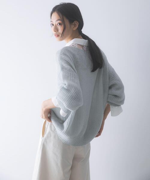 URBAN RESEARCH ROSSO WOMEN(アーバンリサーチ ロッソ)の「モヘア混スパンコールシアーニット(ニット/セーター・レディース・ミント/オフホワイト・FREE)」の20枚目の写真