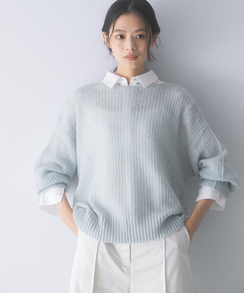 URBAN RESEARCH ROSSO WOMEN(アーバンリサーチ ロッソ)の「モヘア混スパンコールシアーニット(ニット/セーター・レディース・ミント/オフホワイト・FREE)」の3枚目の写真