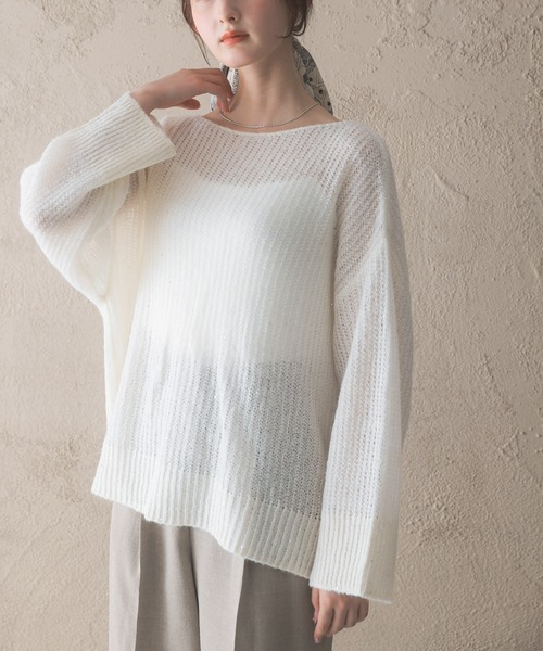 URBAN RESEARCH ROSSO WOMEN(アーバンリサーチ ロッソ)の「モヘア混スパンコールシアーニット(ニット/セーター・レディース・ミント/オフホワイト・FREE)」の11枚目の写真