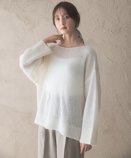 URBAN RESEARCH ROSSO WOMEN(アーバンリサーチ ロッソ)の「モヘア混スパンコールシアーニット(ニット/セーター・レディース・ミント/オフホワイト・FREE)」の12枚目の写真