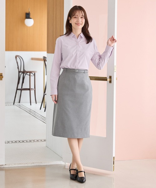 Honeys(ハニーズ)の「【らくらくアイロン】らくらくスキッパーシャツ(シャツ/ブラウス・レディース・ホワイト×ネイビー/ブラック/ライトホワイト/グレー×ホワイト/ピンク・3L/L/LL/M/S)」の11枚目の写真