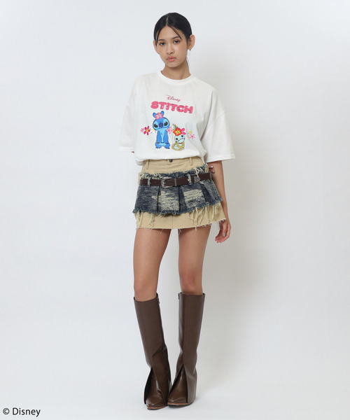 4GEEKS BY SPIRALGIRL(フォーギークスバイスパイラルガール)の「【Disney/ディズニー/スティッチ】オーバーTシャツ(Tシャツ/カットソー・レディース・ホワイト・FREE)」の5枚目の写真