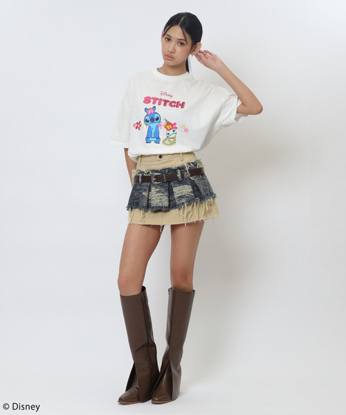 4GEEKS BY SPIRALGIRL(フォーギークスバイスパイラルガール)の「【Disney/ディズニー/スティッチ】オーバーTシャツ(Tシャツ/カットソー・レディース・ホワイト・FREE)」の4枚目の写真