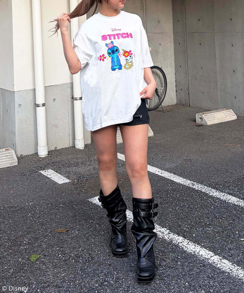 4GEEKS BY SPIRALGIRL(フォーギークスバイスパイラルガール)の「【Disney/ディズニー/スティッチ】オーバーTシャツ(Tシャツ/カットソー・レディース・ホワイト・FREE)」の2枚目の写真