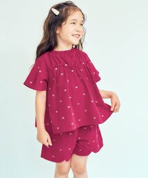 apres les cours | フラワー・ハート刺繍半袖チュニック_セットアップ可(シャツ/ブラウス)
