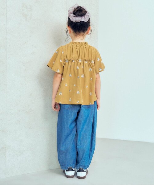 apres les cours(アプレレクール)の「フラワー・ハート刺繍半袖チュニック_セットアップ可(シャツ/ブラウス・キッズ・マスタード/エンジ・80/90/100/110/120/130/140)」の7枚目の写真