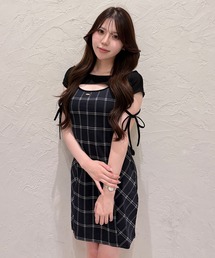 レイヤードバックリボンミニワンピース