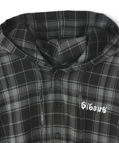 gibous（ギボス）の「gibous/ギボス/logo snake check parker（シャツ/ブラウス・レディース・ブラック・L/M）」の3枚目の写真