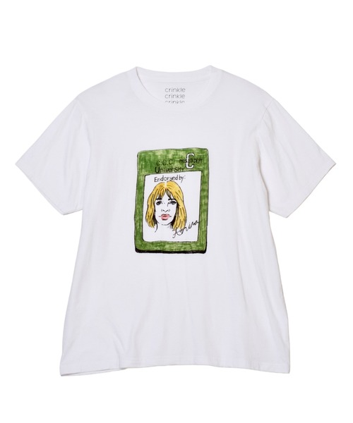 crinkle crinkle crinkle(クリンクルクリンクルクリンクル)の「【crinkle crinkle crinkle】drawing print T shirts /ドローイングプリントTシャツ(Tシャツ/カットソー・レディース・オレンジ/グリーン・FREE)」の2枚目の写真