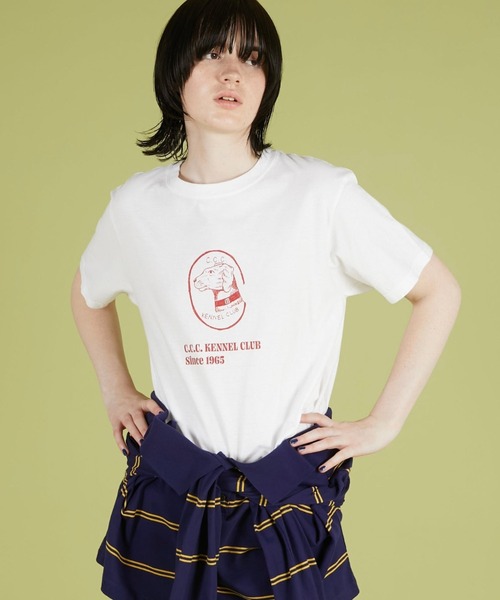 crinkle crinkle crinkle(クリンクルクリンクルクリンクル)の「【crinkle crinkle crinkle】drawing print T shirts /ドローイングプリントTシャツ(Tシャツ/カットソー・レディース・オレンジ/グリーン・FREE)」の8枚目の写真