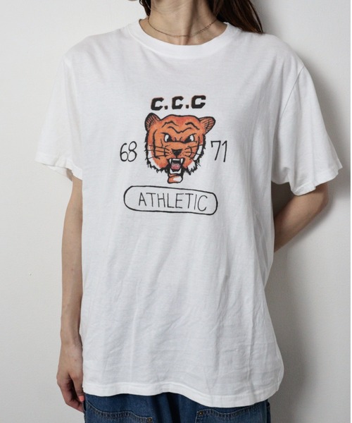 crinkle crinkle crinkle(クリンクルクリンクルクリンクル)の「【crinkle crinkle crinkle】drawing print T shirts /ドローイングプリントTシャツ(Tシャツ/カットソー・レディース・オレンジ/グリーン・FREE)」の12枚目の写真