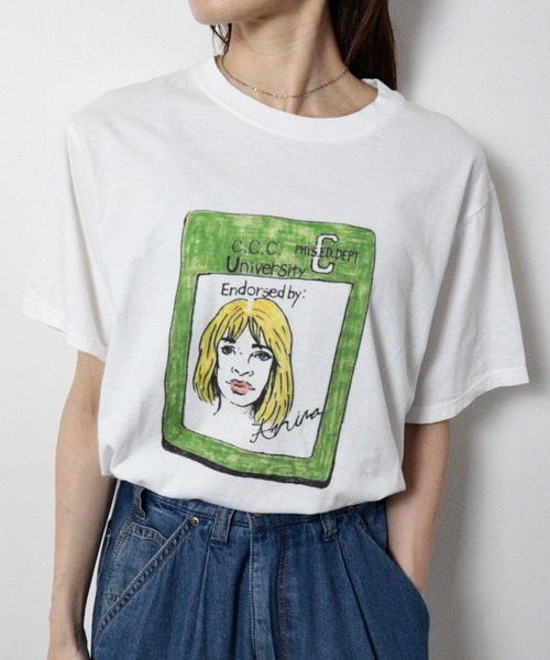 crinkle crinkle crinkle(クリンクルクリンクルクリンクル)の「【crinkle crinkle crinkle】drawing print T shirts /ドローイングプリントTシャツ(Tシャツ/カットソー・レディース・オレンジ/グリーン・FREE)」の14枚目の写真