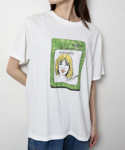 crinkle crinkle crinkle(クリンクルクリンクルクリンクル)の「【crinkle crinkle crinkle】drawing print T shirts /ドローイングプリントTシャツ(Tシャツ/カットソー・レディース・オレンジ/グリーン・FREE)」の15枚目の写真