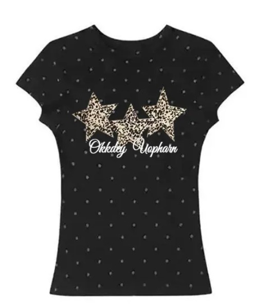 SHEPP(シープ)の「レオパードスタードット柄 タイト半袖Tシャツ(Tシャツ/カットソー・レディース・グレー/ホワイト/ブラック・L/M)」の11枚目の写真
