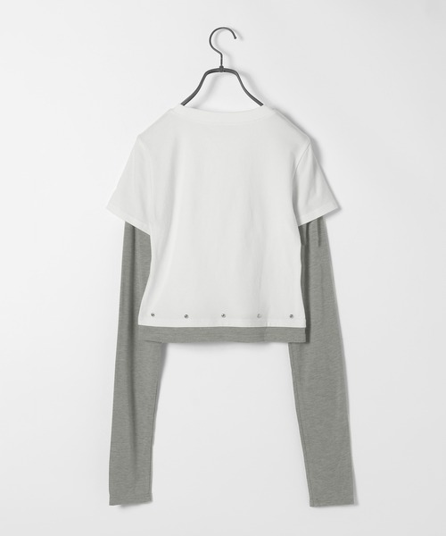 JEANASIS（ジーナシス）の「【25quee】ロゴスタッズレイヤードLS/1053706（Tシャツ/カットソー・レディース・グリーン系その他/グレー系その他/パープル系その他・FREE）」の4枚目の写真