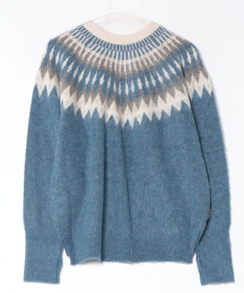 WALANCE(ワランス)の「ALPACA JACQUARD PULLOVER(ニット/セーター・レディース・ブルー/ブラウン・FREE)」の3枚目の写真