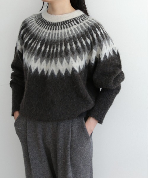 WALANCE(ワランス)の「ALPACA JACQUARD PULLOVER(ニット/セーター・レディース・ブルー/ブラウン・FREE)」の19枚目の写真