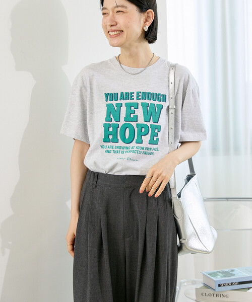 FREAK'S STORE(フリークスストア)の「メッセージロゴ Tシャツ(HOPE)/ホープTシャツ(Tシャツ/カットソー・レディース・ネイビー/オフホワイト/グレー・フリ-)」の1枚目の写真