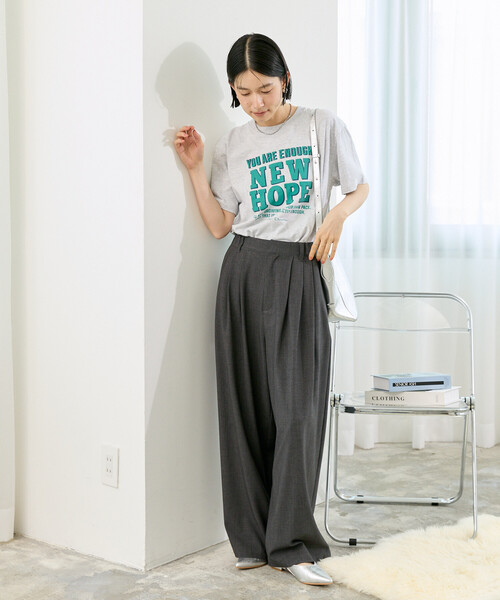 FREAK'S STORE(フリークスストア)の「メッセージロゴ Tシャツ(HOPE)/ホープTシャツ(Tシャツ/カットソー・レディース・ネイビー/オフホワイト/グレー・フリ-)」の4枚目の写真