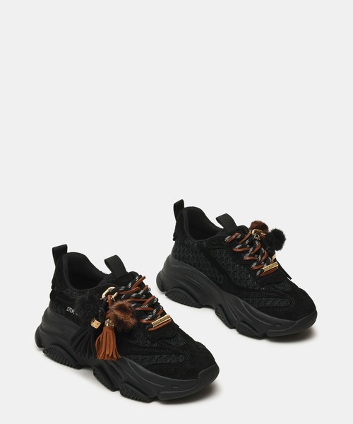 STEVE MADDEN（スティーブマデン）の「ファータッセルボリュームスニーカー/S.MADDEN POSSESSION-PP-XA（スニーカー・レディース・ブラック/アイボリー・22.5cm/23.0cm/23.5cm/23.5-24/24.0cm/24.5cm/25.0cm）」の4枚目の写真
