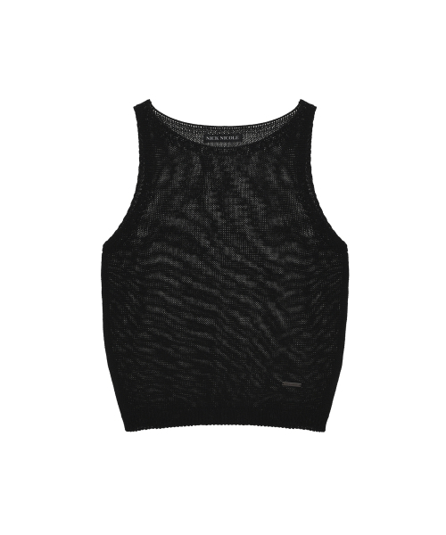 NICK&NICOLE(ニックアンドニコール)の「LINEN BLEND KNIT TOP_BLACK(Tシャツ/カットソー・レディース・その他・FREE)」の1枚目の写真