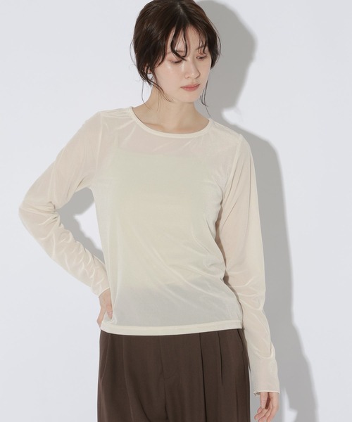 LAKOLE(ラコレ)の「シアーベロアロンT / 1056077(Tシャツ/カットソー・レディース・アイボリー/マスタード/ブラック/ブラウン・FREE)」の3枚目の写真