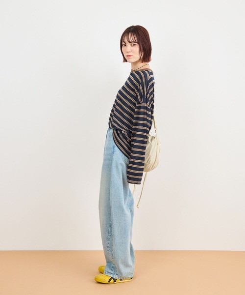 ABYS(アビス)の「オーバーサイズボーダーTシャツ(Tシャツ/カットソー・レディース・ライトブルー/ネイビー/ピンク・FREE)」の19枚目の写真
