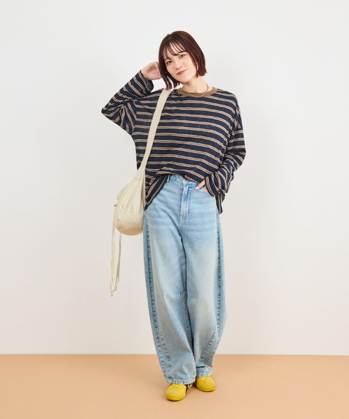 ABYS(アビス)の「オーバーサイズボーダーTシャツ(Tシャツ/カットソー・レディース・ライトブルー/ネイビー/ピンク・FREE)」の17枚目の写真