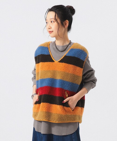 BEAMS BOY(ビームスボーイ)の「BOY ジャカード ボア プルオーバー ベスト(ベスト・レディース・オレンジ/マルチ・ONE SIZE)」の17枚目の写真