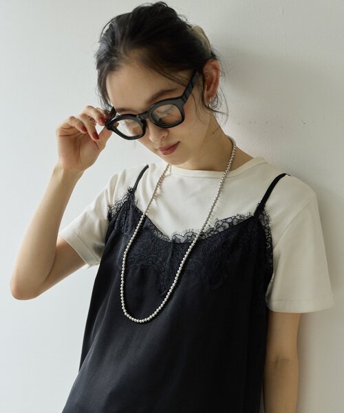 DISCOAT（ディスコート）の「【Noka】サテンレースキャミチュニック《WEB限定》（シャツ/ブラウス・レディース・ブラック/アイボリー/グレイッシュベージュ・FREE）」の16枚目の写真