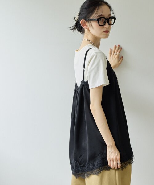 DISCOAT（ディスコート）の「【Noka】サテンレースキャミチュニック《WEB限定》（シャツ/ブラウス・レディース・ブラック/アイボリー/グレイッシュベージュ・FREE）」の17枚目の写真