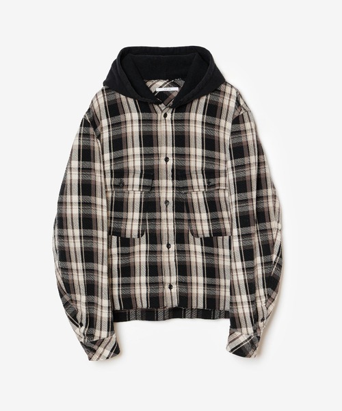 VEIN (ヴェイン)の「CO FLANNEL CHECK HOODED SHIRT(シャツ/ブラウス・メンズ・ブラック/オレンジ/ブルー・1/2/3)」の2枚目の写真