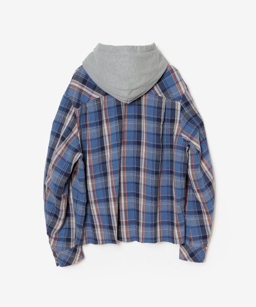VEIN (ヴェイン)の「CO FLANNEL CHECK HOODED SHIRT(シャツ/ブラウス・メンズ・ブラック/オレンジ/ブルー・1/2/3)」の7枚目の写真