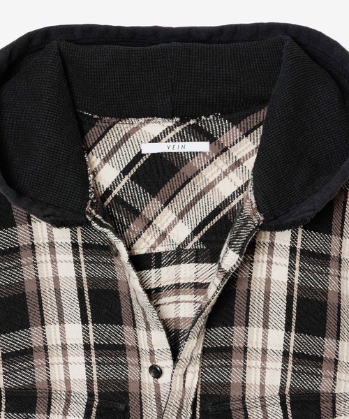 VEIN (ヴェイン)の「CO FLANNEL CHECK HOODED SHIRT(シャツ/ブラウス・メンズ・ブラック/オレンジ/ブルー・1/2/3)」の10枚目の写真