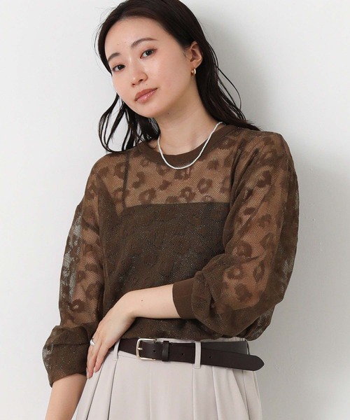 Gready Brilliant(グレディブリリアン)の「麻タッチレオパードジャガードニット(ニット/セーター・レディース・ブラック/ブラウン・38)」の1枚目の写真