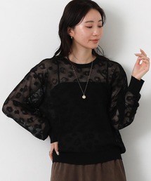 麻タッチレオパードジャガードニット
