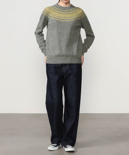 Morris & Sons(モリスアンドサンズ)の「MORRIS & SONS | ジーロンラム チャンキーノルディックセーター WOMEN(ニット/セーター・レディース・パープル系その他/グレー系その他/ホワイト系その他5・F)」の9枚目の写真