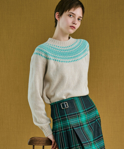 Morris & Sons(モリスアンドサンズ)の「MORRIS & SONS | ジーロンラム チャンキーノルディックセーター WOMEN(ニット/セーター・レディース・パープル系その他/グレー系その他/ホワイト系その他5・F)」の8枚目の写真