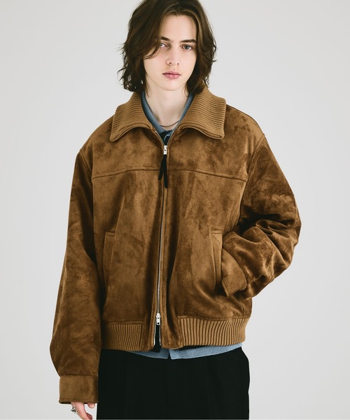 SELLE GLANT(セレグランテ)の「SUEDE-LIKE QUILTED ZIP BLOUSON / スエードライクキルティングジップブルゾン(ブルゾン・メンズ・チャコールグレー/ダークブラウン/ブラック/キャメル・MEDIUM/LARGE/SMALL)」の4枚目の写真