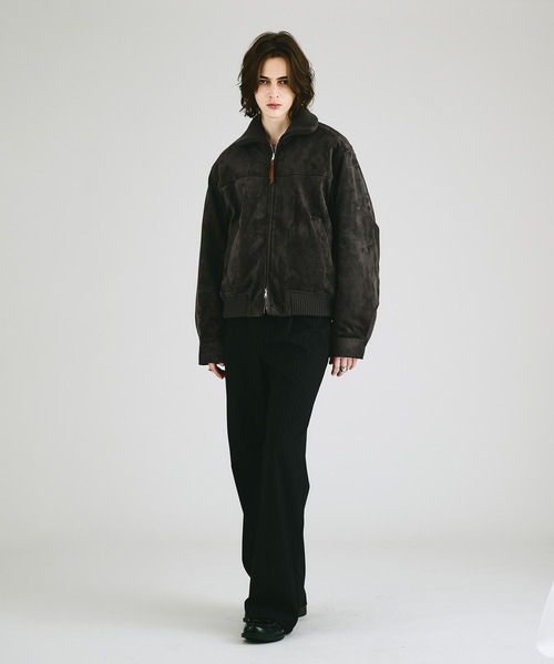 SELLE GLANT(セレグランテ)の「SUEDE-LIKE QUILTED ZIP BLOUSON / スエードライクキルティングジップブルゾン(ブルゾン・メンズ・チャコールグレー/ダークブラウン/ブラック/キャメル・MEDIUM/LARGE/SMALL)」の6枚目の写真