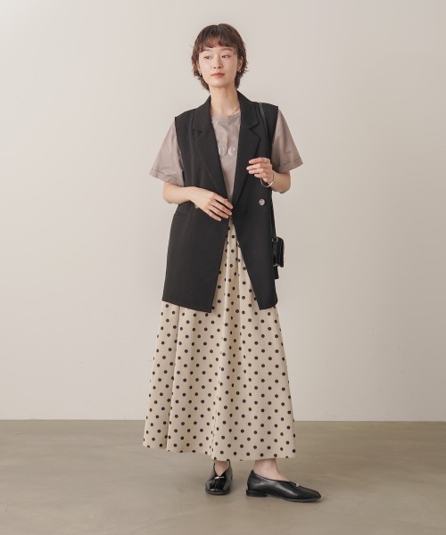 Bou Jeloud(ブージュルード)の「シルクライクダブルジレ(その他アウター・レディース・モカ/ブラック/グレイッシュベージュ・38)」の6枚目の写真